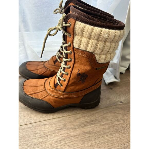 Polo Ralph Lauren Women's Ripple Winter Boots Size 8 brown w knitted top winter - Picture 6 of 6